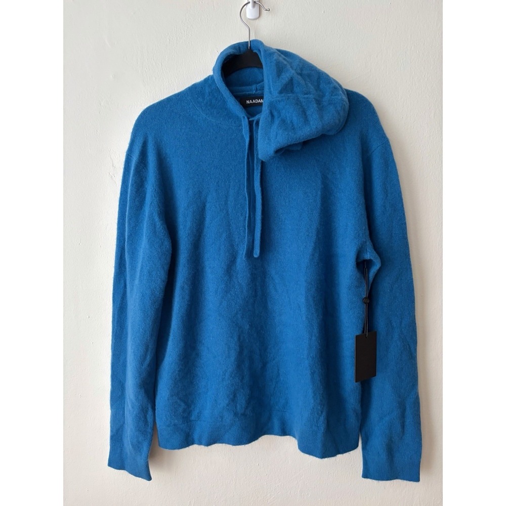 NADAAM $228 NWT 100% Cashmere Blue Hooded Sweater Men's Small